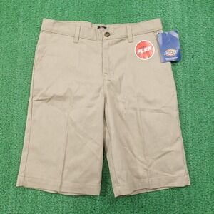 NEW! Dickies Shorts Boys 16 Khaki Flex Classic Fit Flat Front School Uniform NWT